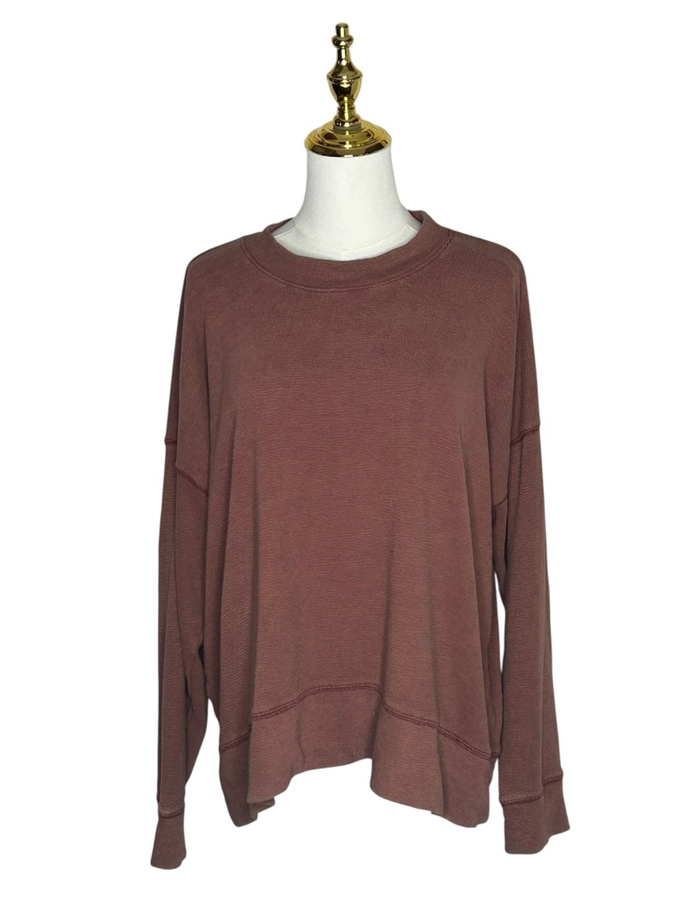 Aerie Oversized Cozy Crewneck Long-Sleeve Top Rust Mauve Athleisure Sz M Fall